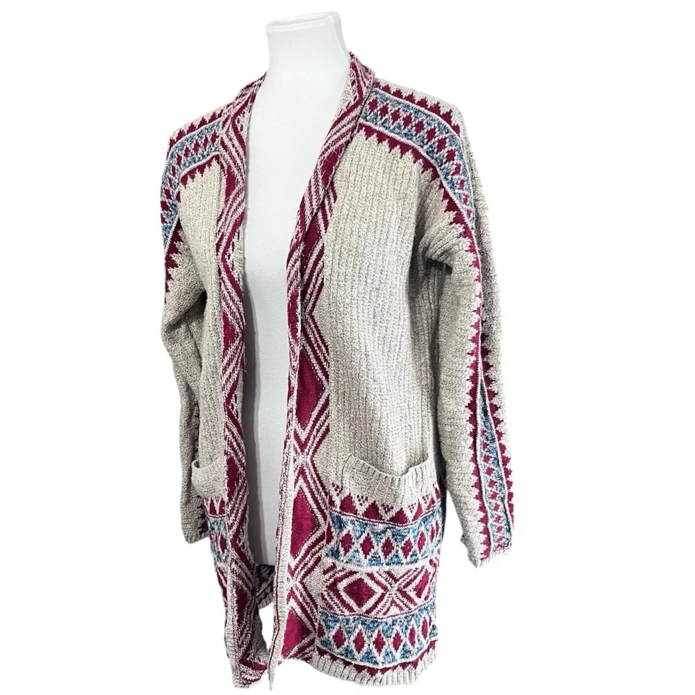 Lucky Brand Aztec Southwestern Cardigan Women’s Small Boho Open Front